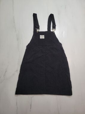 SHEIN Dark Grey Corduroy Overall Dress Womens Medium M Pinafore Mini Dress Las V